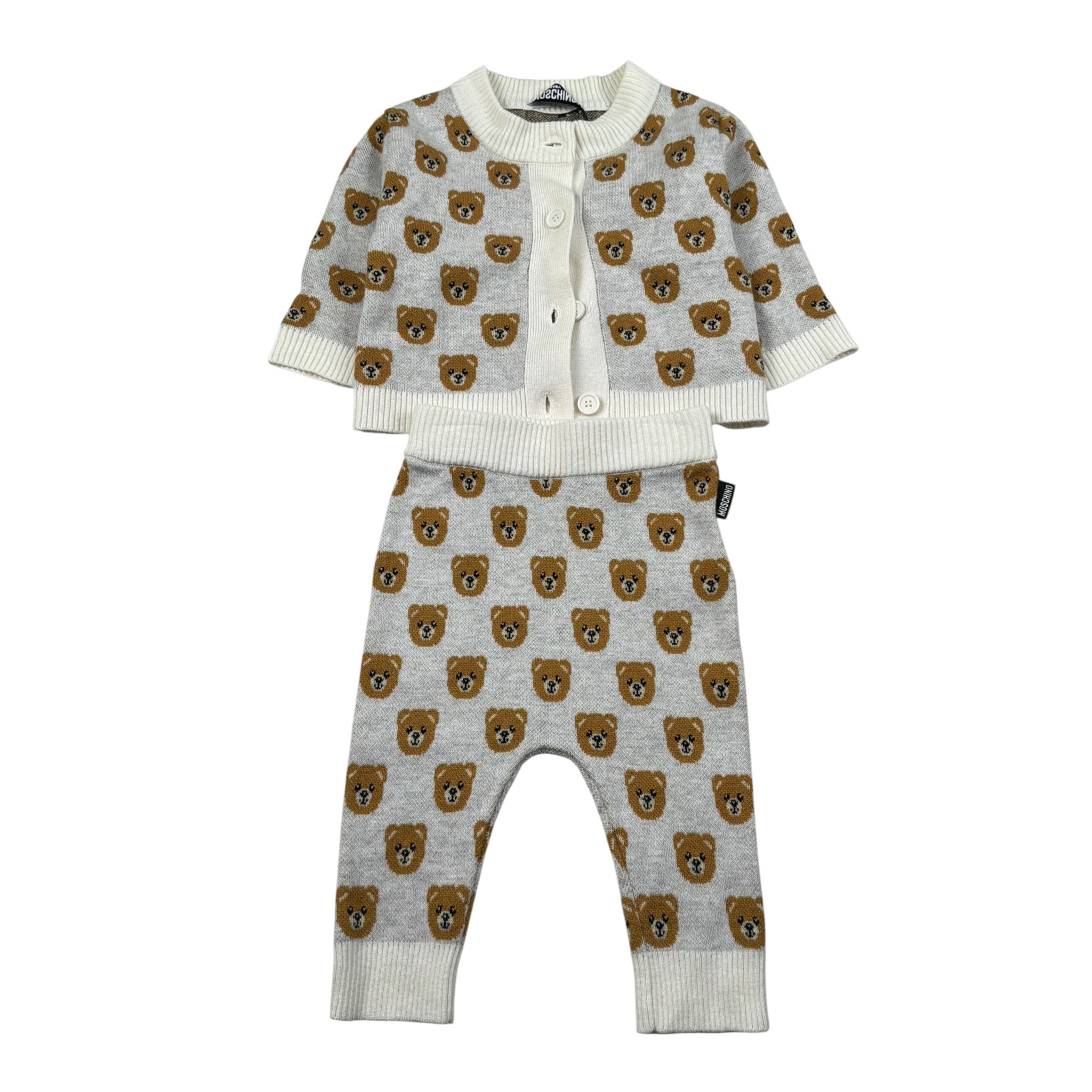 Moschino Completo 2 Pezzi Cardigan-Pantalone tinta unita Panna per Neonato MUK05P PANNA MOSCHINO 