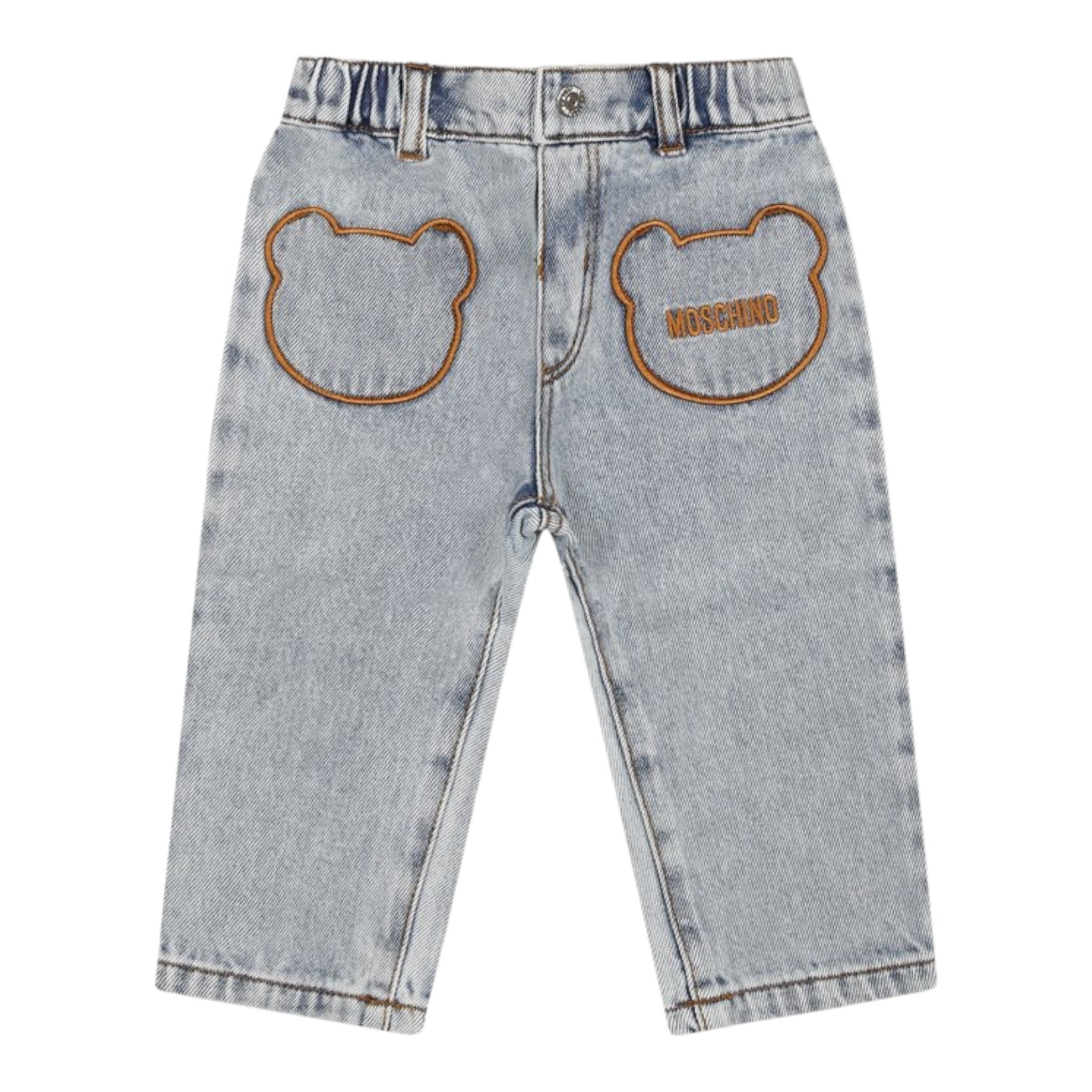 Moschino Jeans tinta unita con Elastico In Vita Azzurro per Bambino MUP05AJ AZZURRO MOSCHINO 