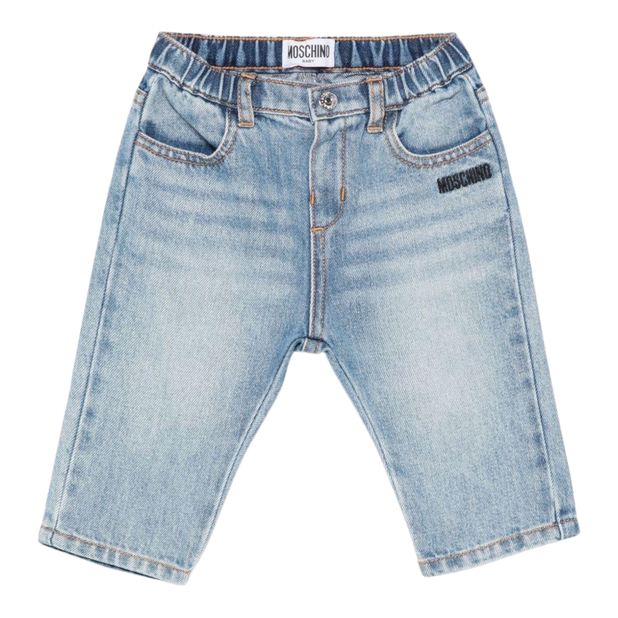 Moschino Jeans tinta unita con Elastico In Vita Azzurro per Neonato MUP05HXX AZZURRO MOSCHINO 