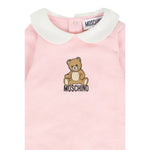 Moschino Tutina Manica Lunga tinta unita con Logo Rosa per Neonata MUT04IA ROSA MOSCHINO 