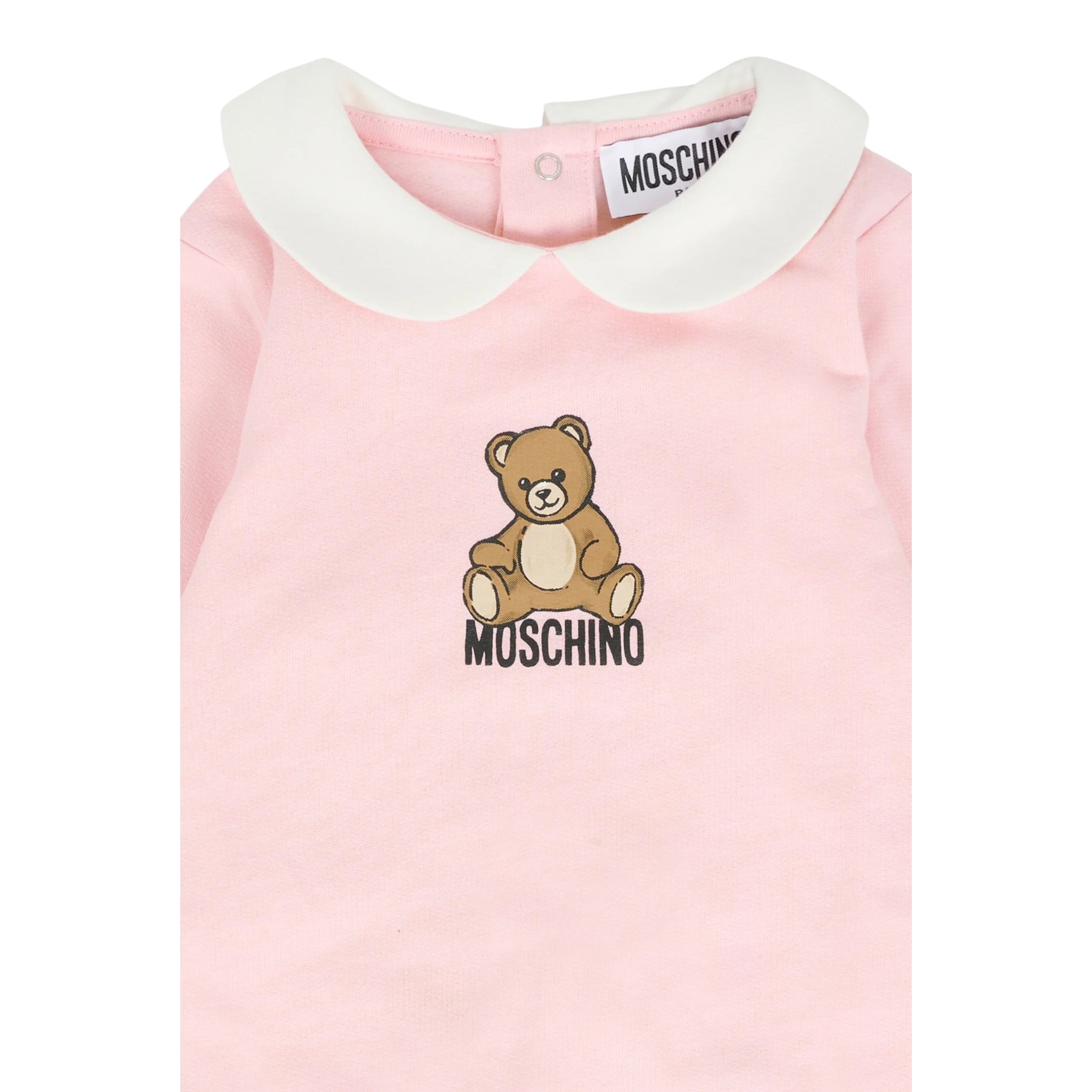 Moschino Tutina Manica Lunga tinta unita con Logo Rosa per Neonata MUT04IA ROSA MOSCHINO 