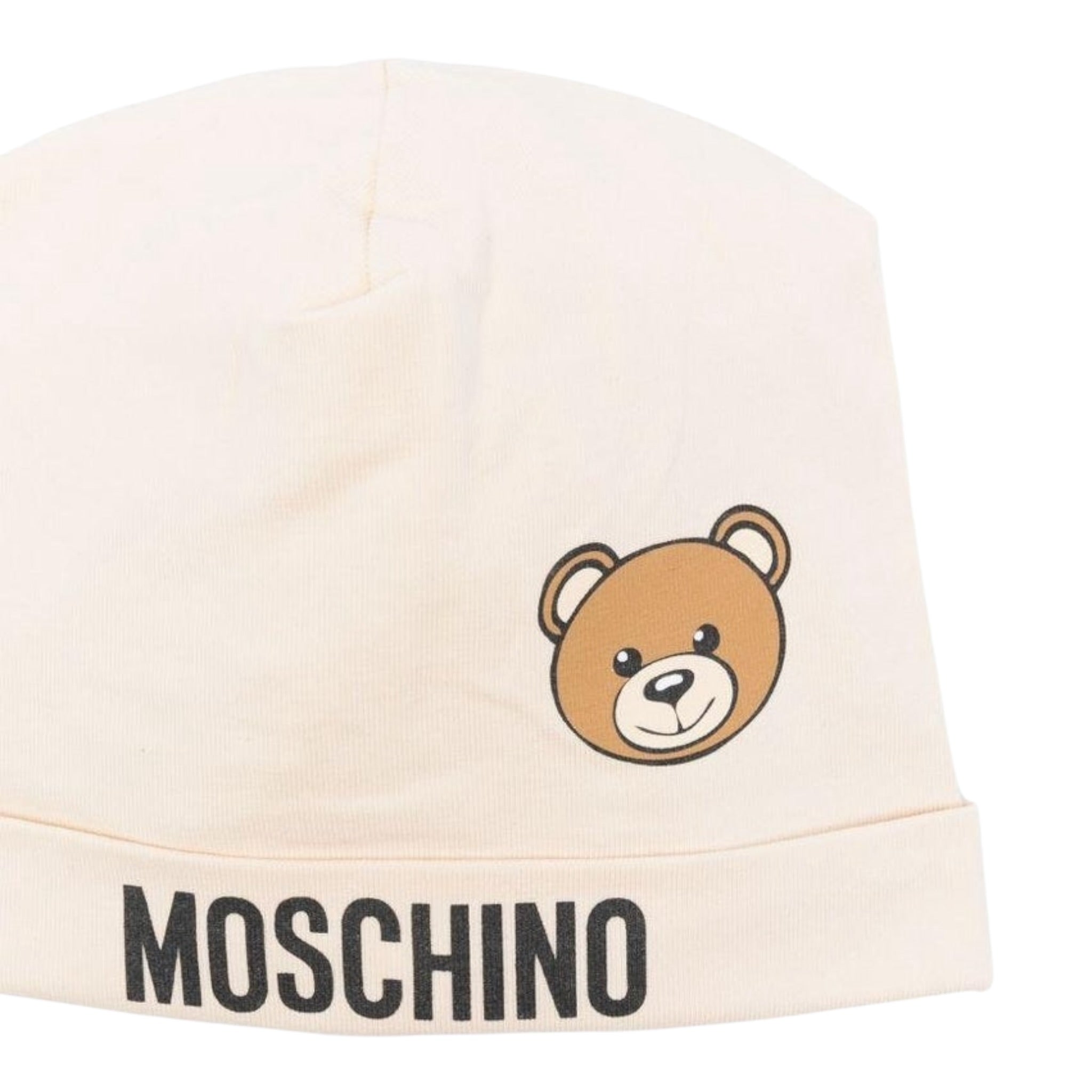 Moschino Cappello tinta unita con Logo Beige per Neonata MUX05A BEIGE MOSCHINO 