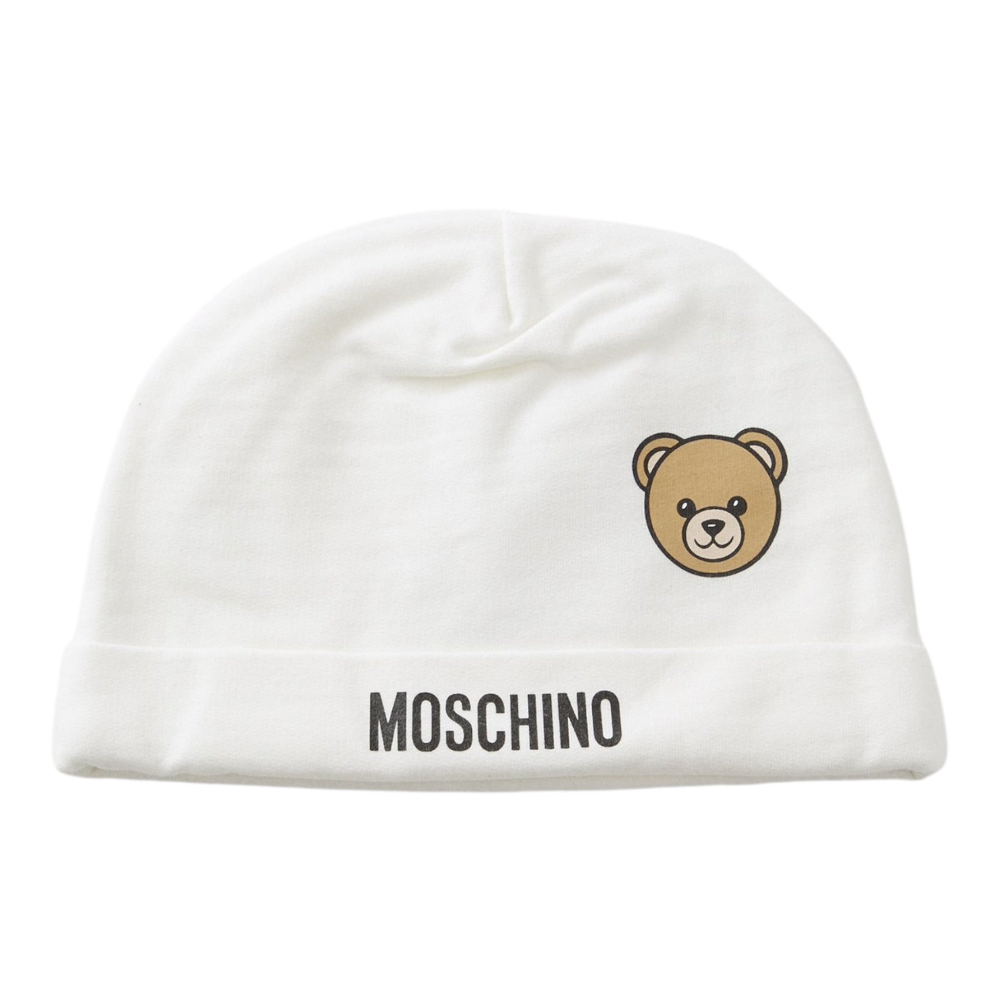 Moschino Cappello tinta unita con Logo Bianco per Neonato MUX05L BIANCO MOSCHINO 
