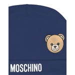 Moschino Cappello tinta unita con Logo Blu per Neonato MUX05L BLU MOSCHINO 