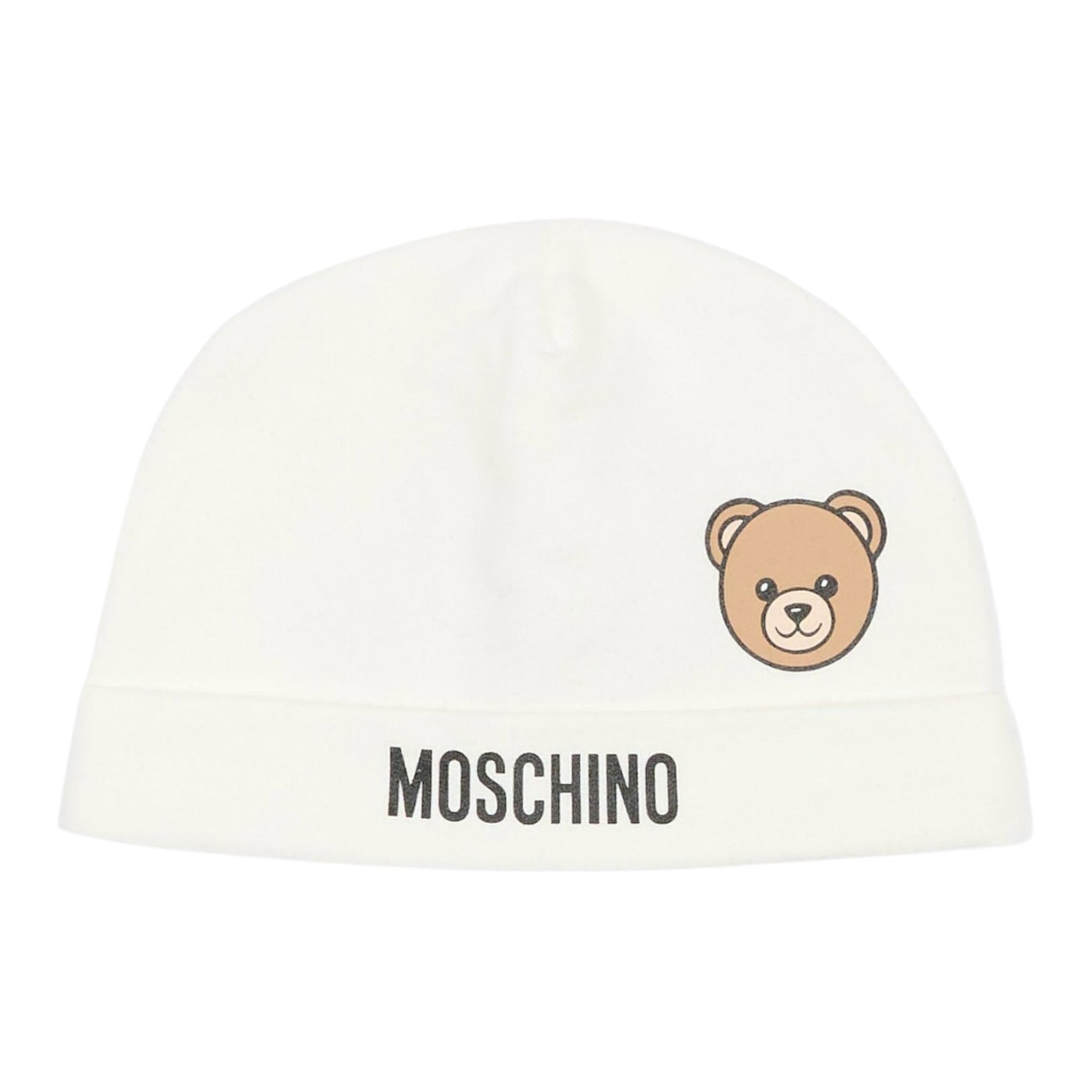 Moschino Cappello tinta unita con Logo Bianco per Neonato MUX05U BIANCO MOSCHINO 