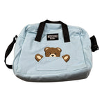 Moschino Borsone tinta unita con Orso con Coperta Azzurro per Neonato MUX062 AZZURRO MOSCHINO 