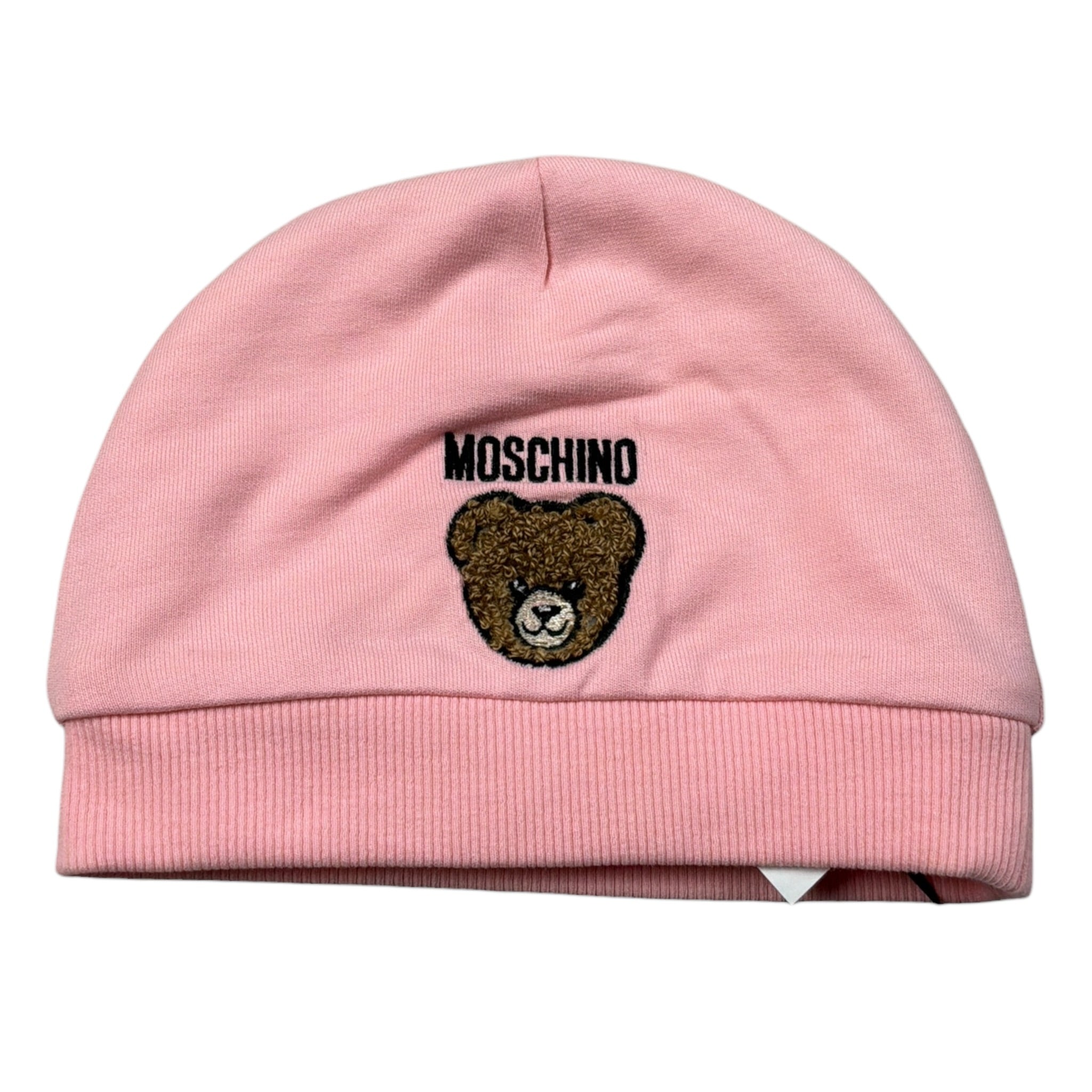 Moschino Cappello tinta unita con Logo Rosa per Neonata MUX065 ROSA MOSCHINO 