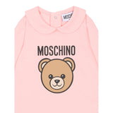 Moschino Tutina Manica Lunga tinta unita con Logo Rosa per Neonata MUY08JAXX ROSA MOSCHINO 