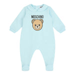 Moschino Tutina Manica Lunga tinta unita con Logo Azzurro per Neonato MUY08JX AZZURRO MOSCHINO 