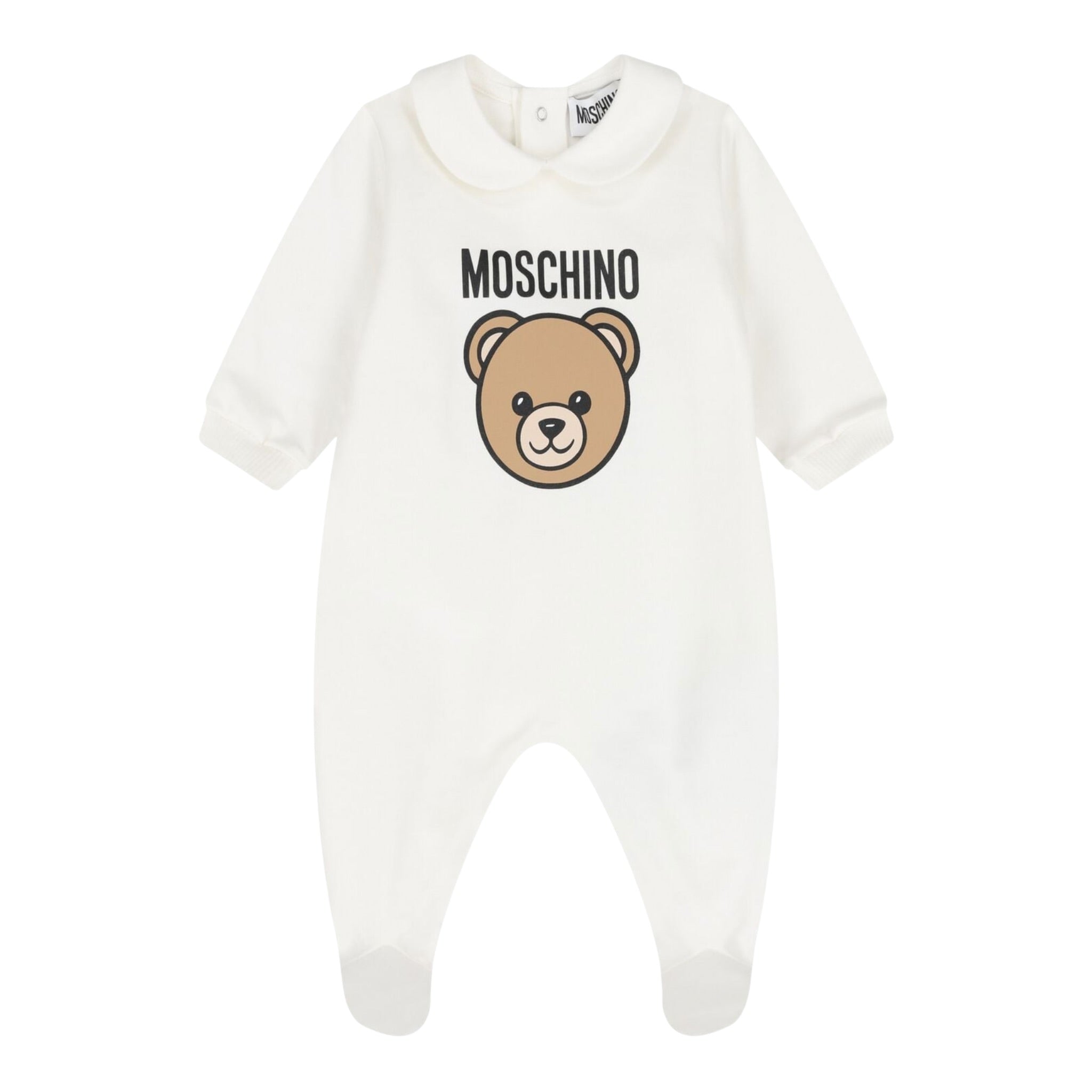 Moschino Tutina Manica Lunga tinta unita con Logo Bianco per Neonato MUY08JXX BIANCO MOSCHINO 