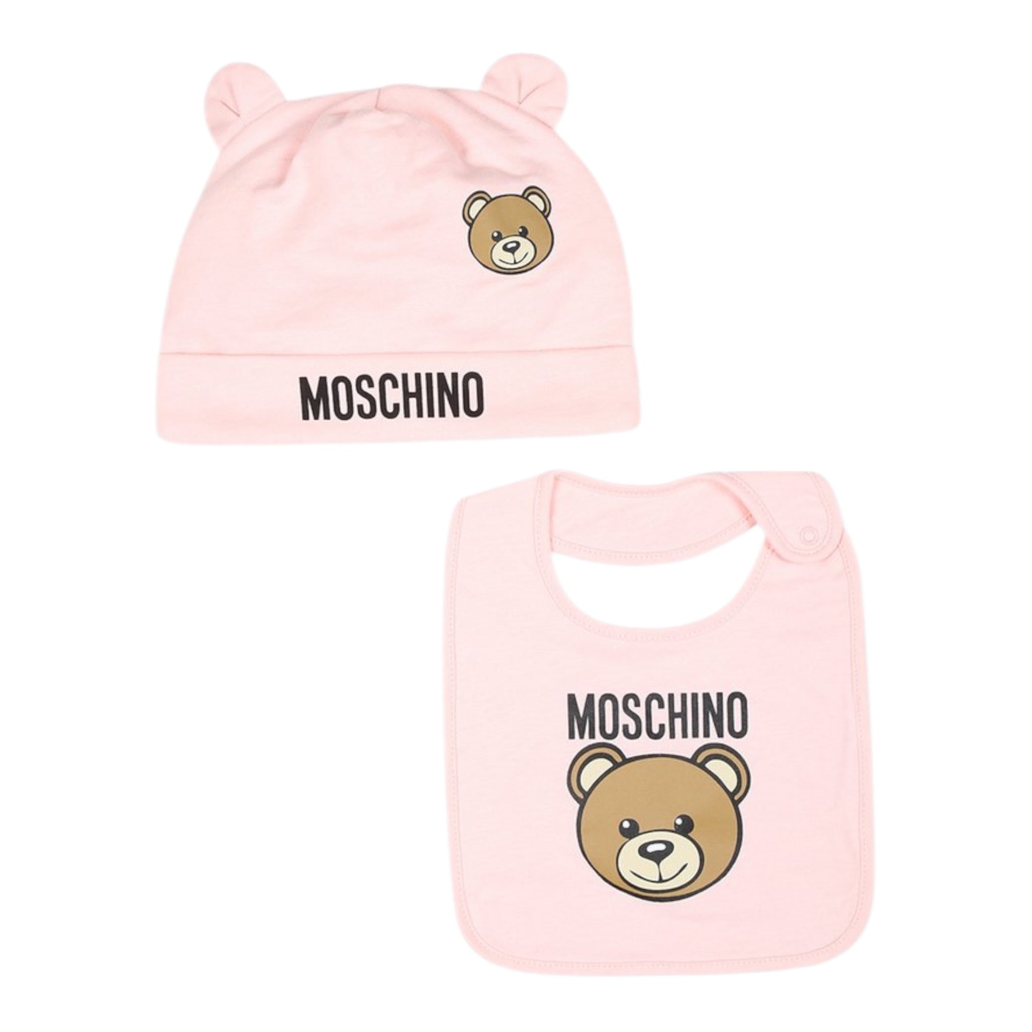 Moschino Set Cappello-Bavetta tinta unita Rosa per Neonata MUY08KXF ROSA MOSCHINO 