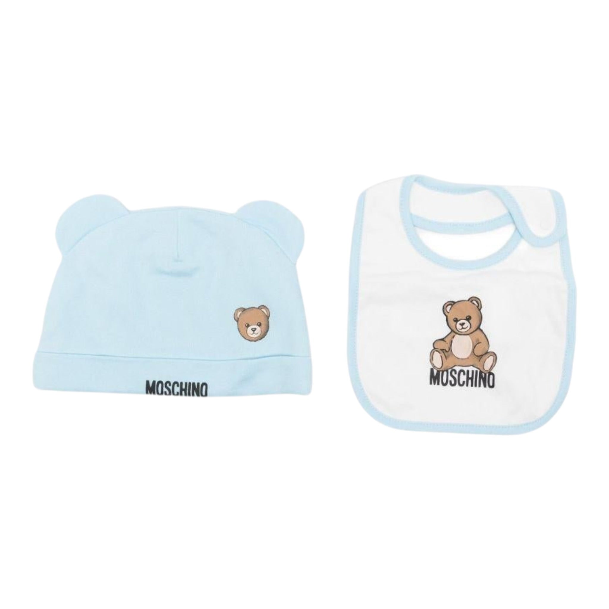 Moschino Set Cappello-Bavetta tinta unita Azzurro per Neonato MUY08LO AZZURRO MOSCHINO 