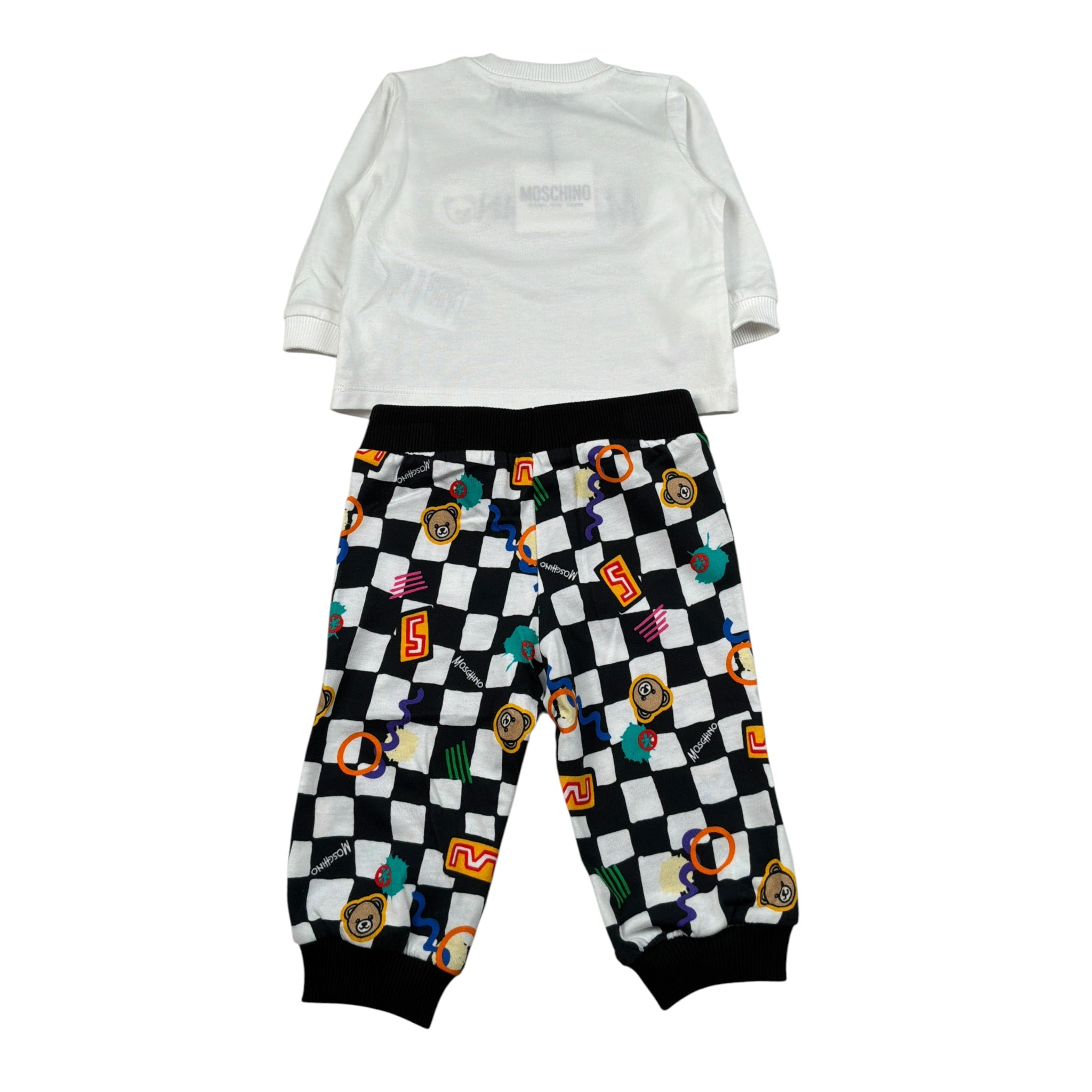 Moschino Completo 2 Pezzi Felpa-Pantalone Bianco/Nero per Neonato MXK02F BIANCO/NERO MOSCHINO 