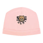 Moschino Cappello tinta unita con Logo Rosa per Neonata MXX031A ROSA MOSCHINO 