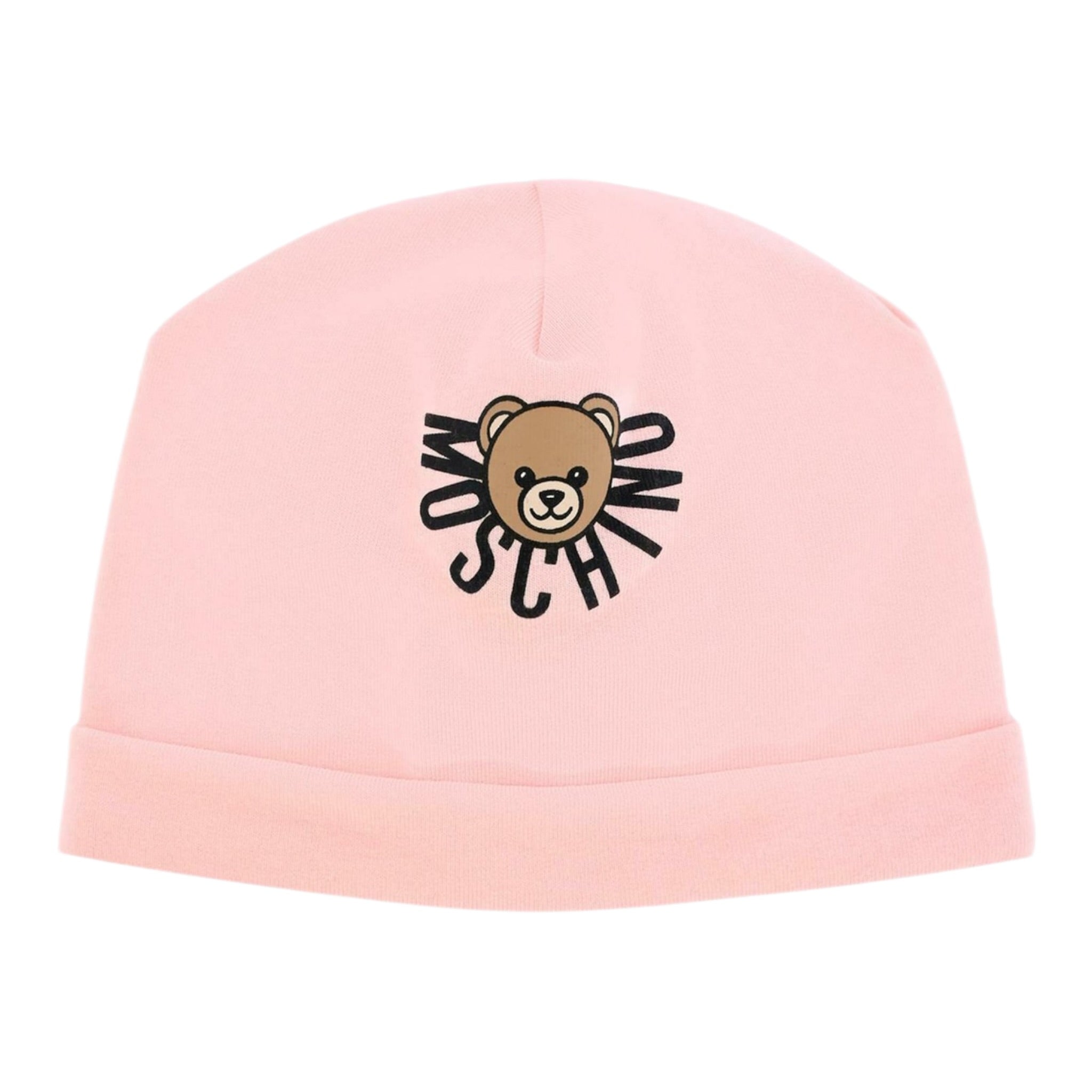 Moschino Cappello tinta unita con Logo Rosa per Neonata MXX031A ROSA MOSCHINO 