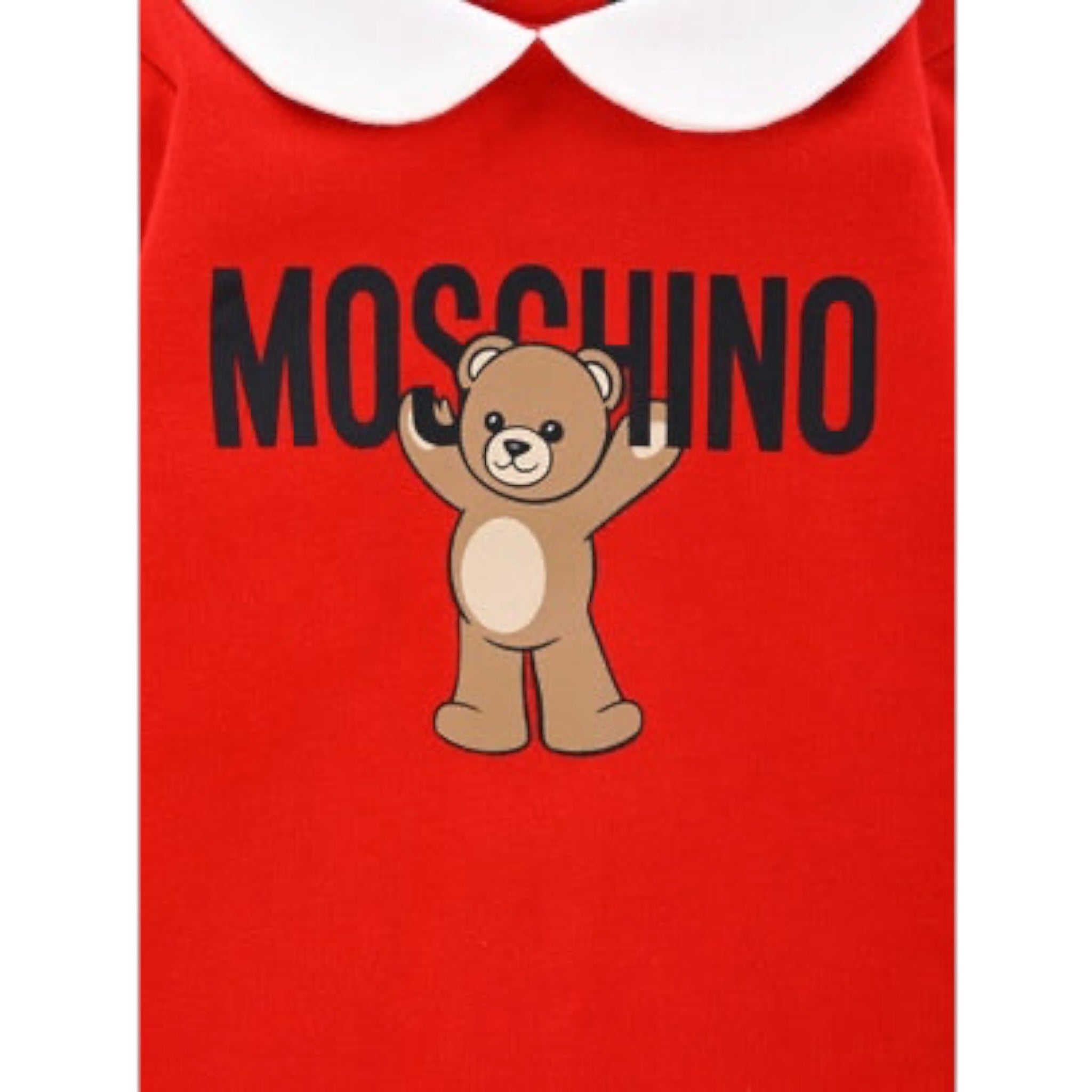 Moschino Tutina Manica Lunga tinta unita con Logo Rosso per Neonato MXY037X ROSSO MOSCHINO 