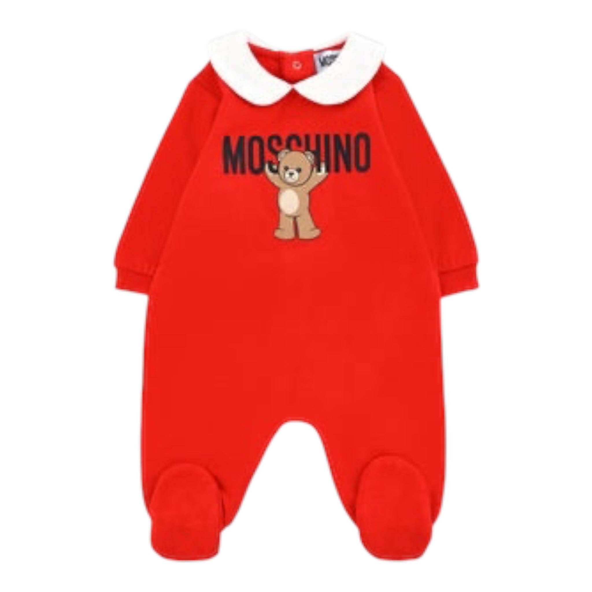 Moschino Tutina Manica Lunga tinta unita con Logo Rosso per Neonato MXY037X ROSSO MOSCHINO 