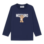 Moschino Shirt Girocollo tinta unita con Stampa Blu per Bambino MZO00RJXX BLU MOSCHINO 
