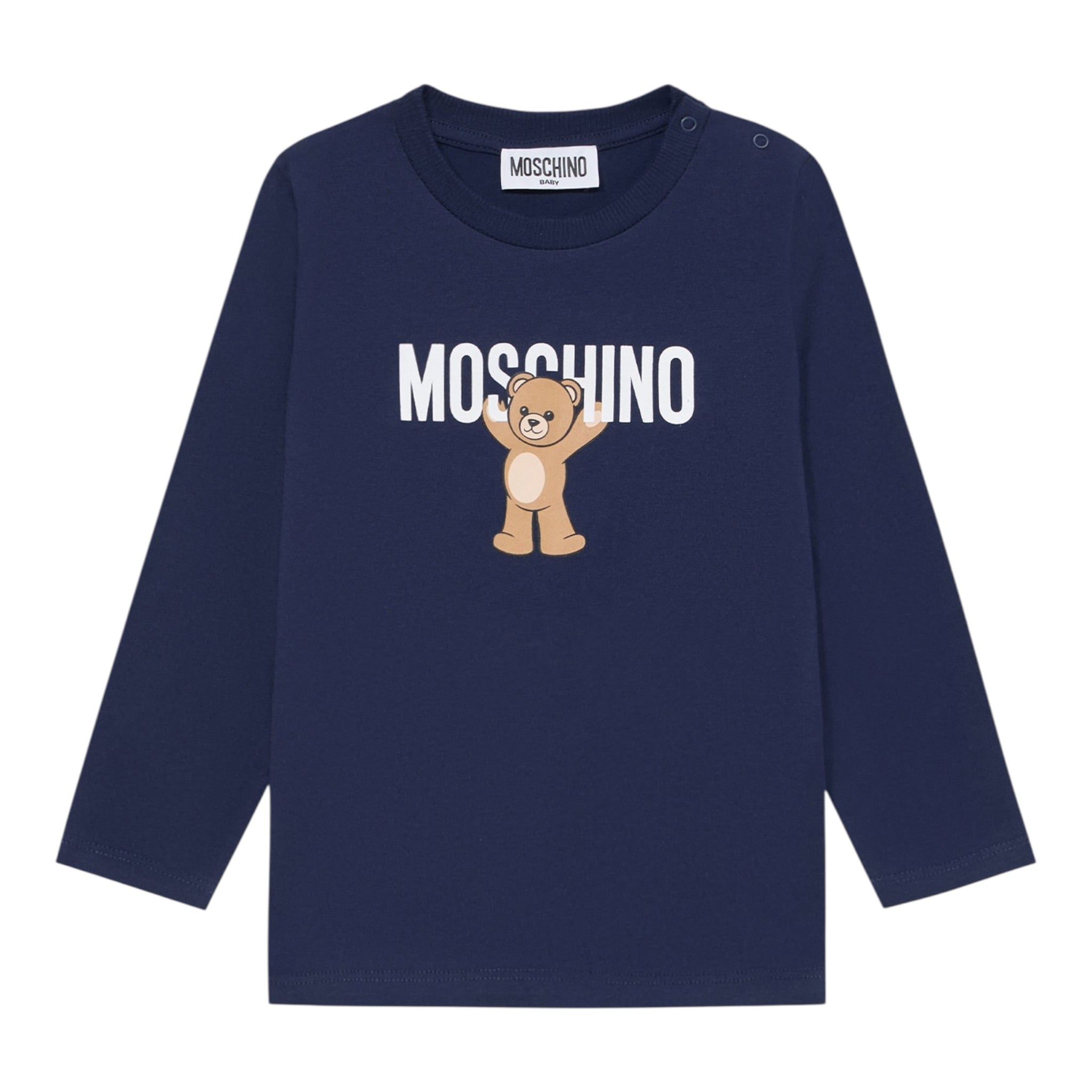 Moschino Shirt Girocollo tinta unita con Stampa Blu per Bambino MZO00RJXX BLU MOSCHINO 