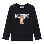 Moschino Shirt Girocollo tinta unita con Stampa Nero per Bambino MZO00RX NERO MOSCHINO 
