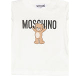 Moschino Shirt Girocollo tinta unita con Stampa Bianco per Neonato MZO00RXX BIANCO MOSCHINO 