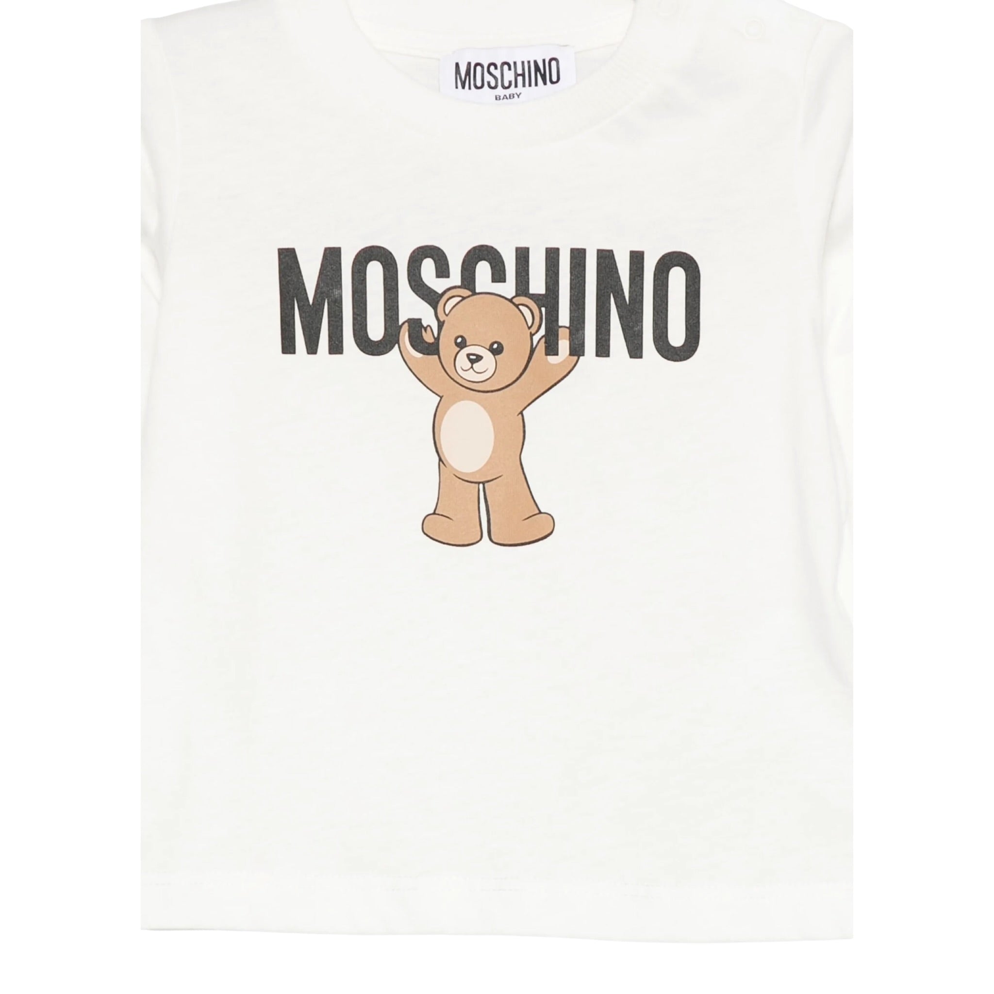 Moschino Shirt Girocollo tinta unita con Stampa Bianco per Neonato MZO00RXX BIANCO MOSCHINO 