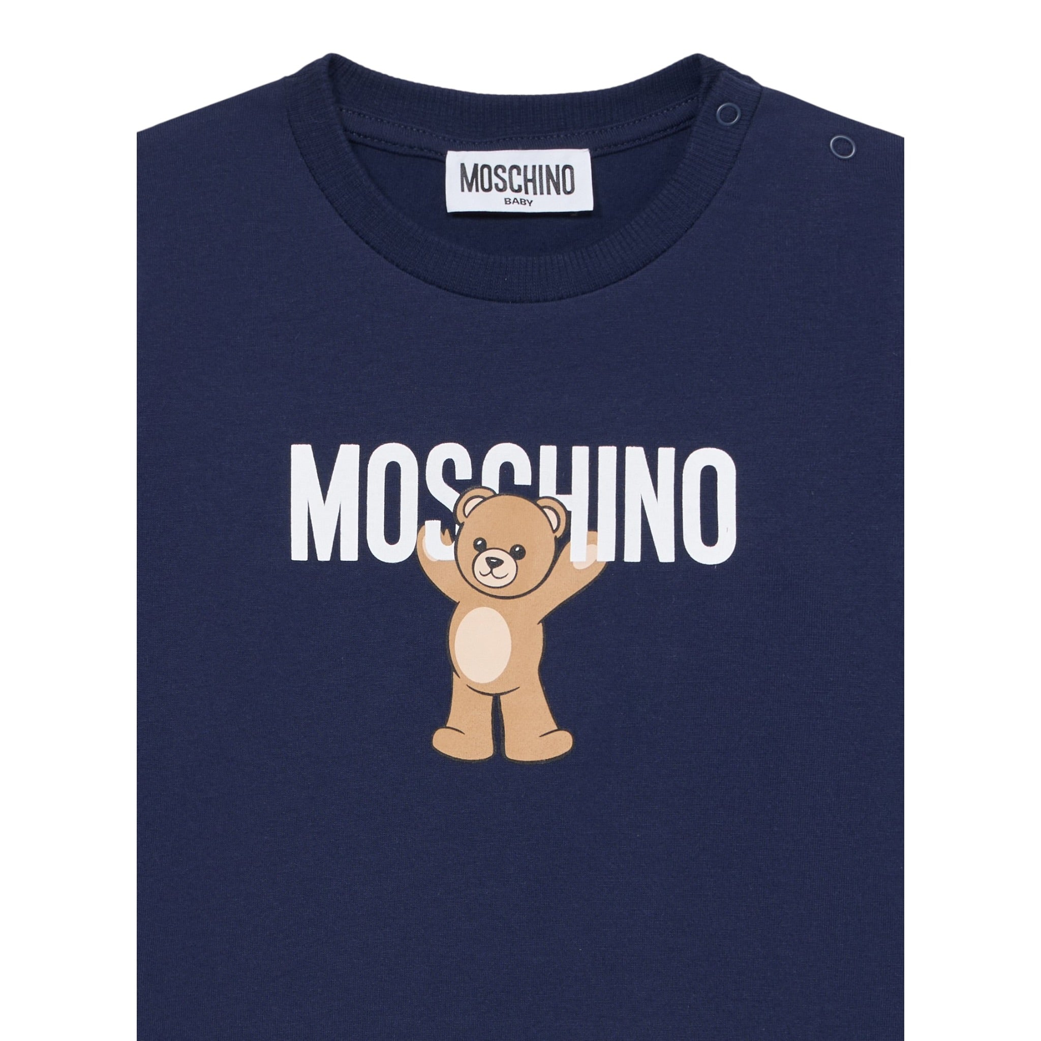 Moschino Shirt Girocollo tinta unita con Stampa Blu per Neonato MZO00RXX BLU MOSCHINO 