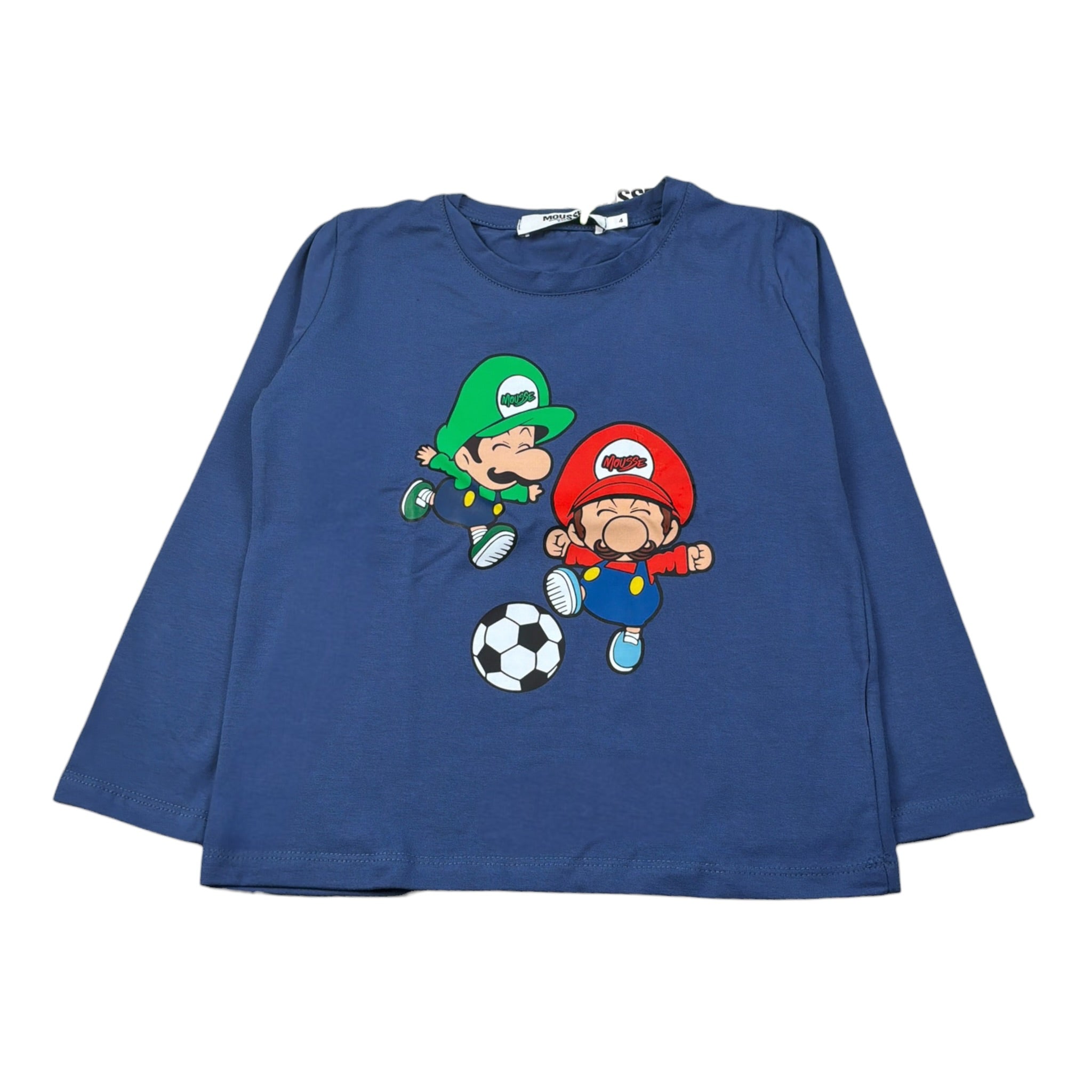 Mousse Shirt Girocollo tinta unita con Stampa Blu per Neonato BROSSH BLU MOUSSE 