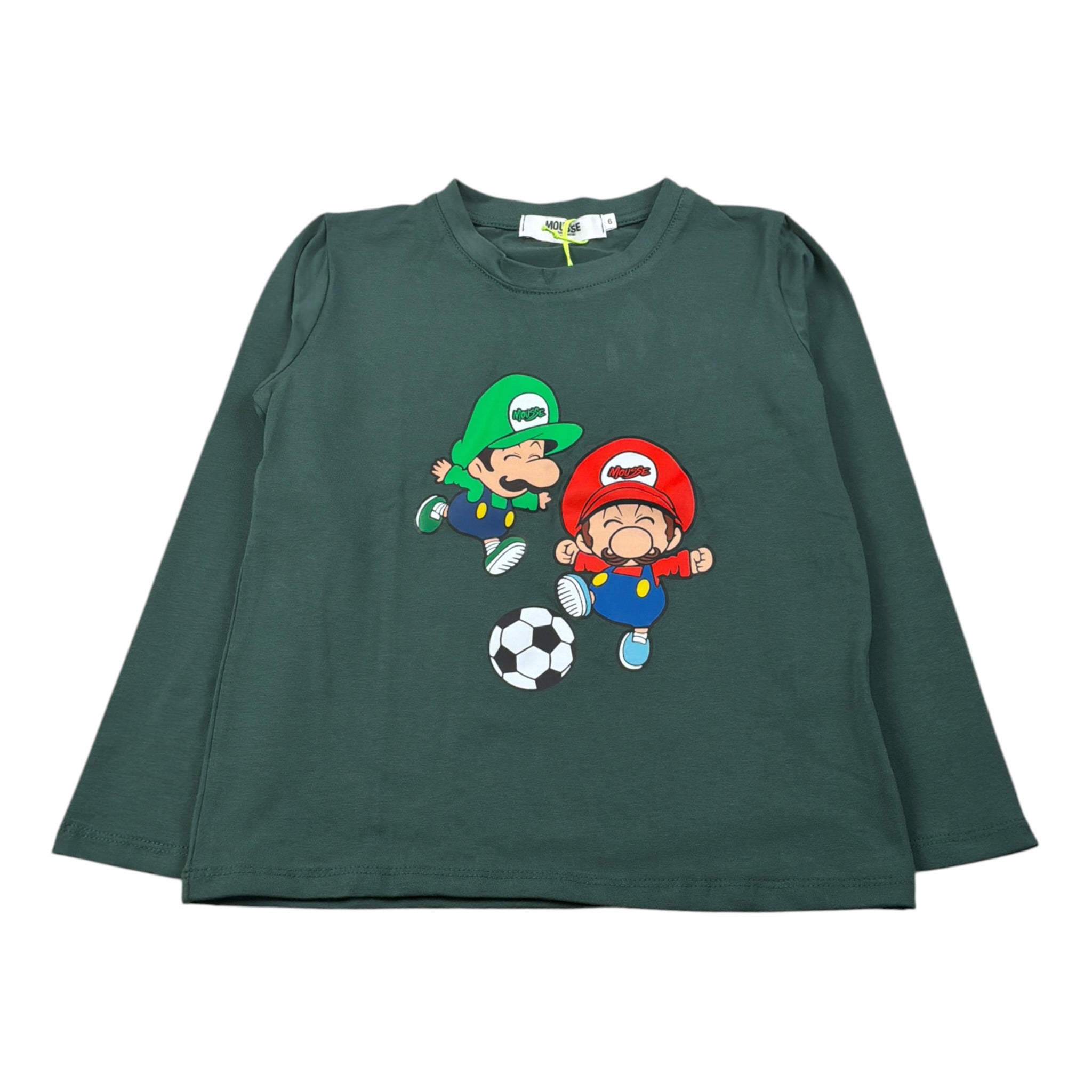 Mousse Shirt Girocollo tinta unita con Stampa Verde per Bambino BROSSHJ VERDE MOUSSE 