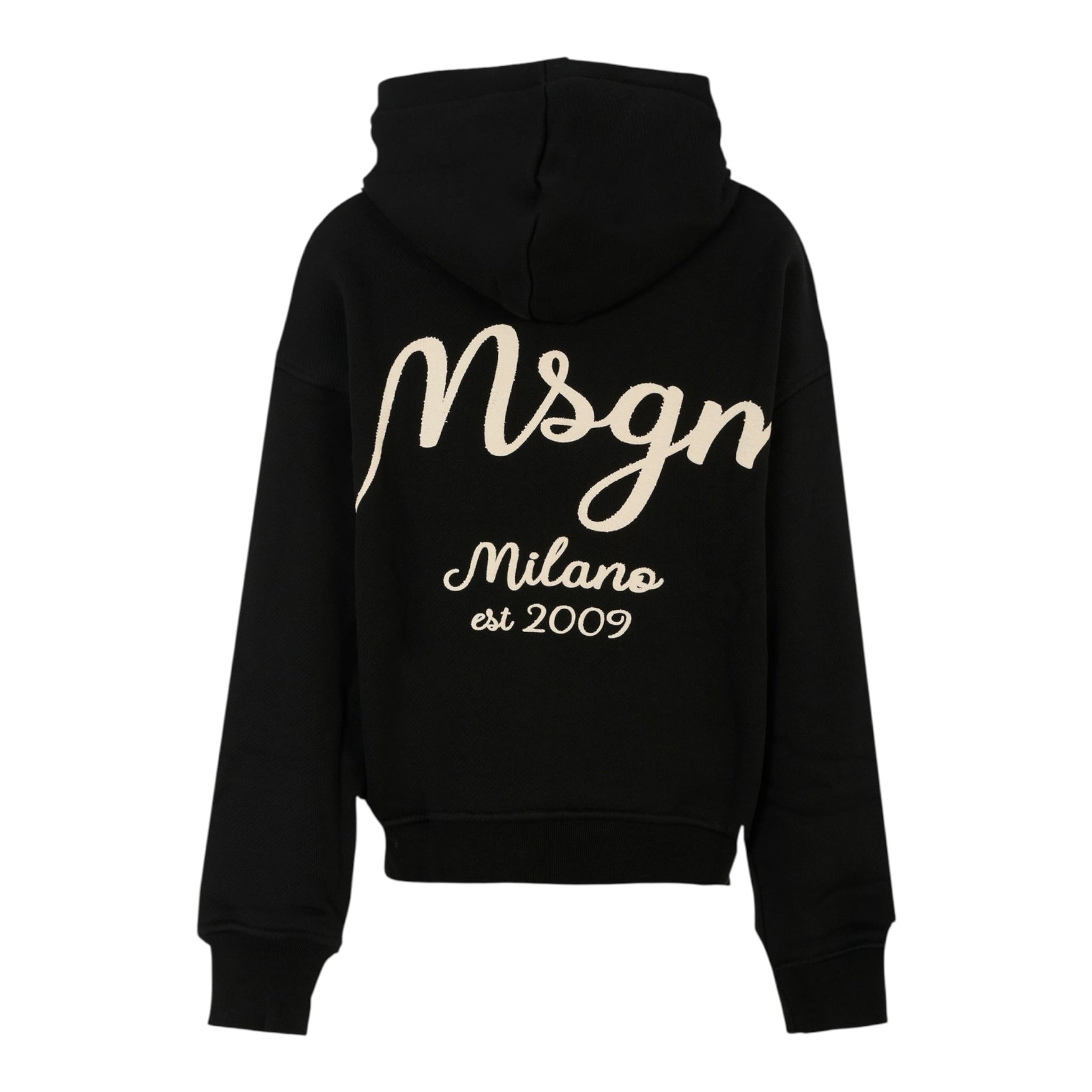 Msgm Felpa tinta unita con Cappuccio E Stampa Nero per Bambina F5MSJBHS254 NERO MSGM 