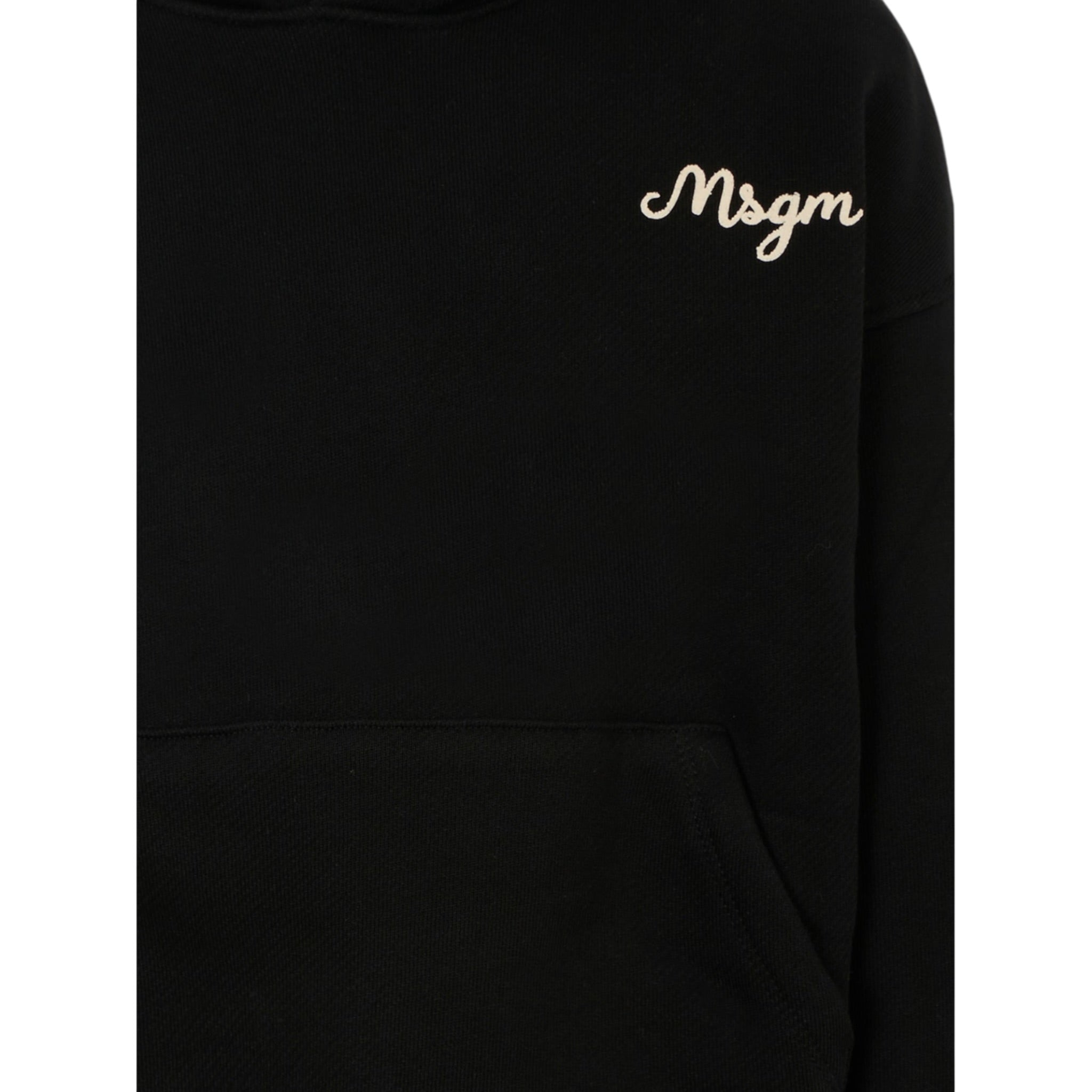 Msgm Felpa tinta unita con Cappuccio E Stampa Nero per Bambina F5MSJBHS254 NERO MSGM 