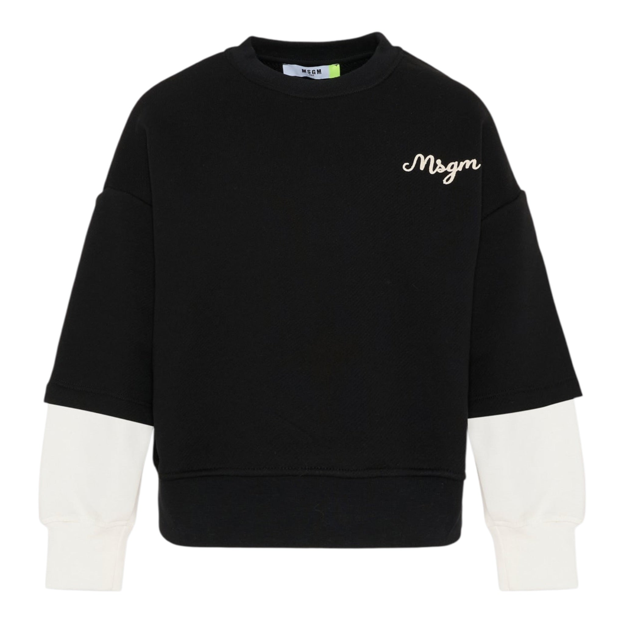 Msgm Felpa tinta unita con Maniche In Contrasto Nero per Bambina F5MSJBSW250 NERO MSGM 