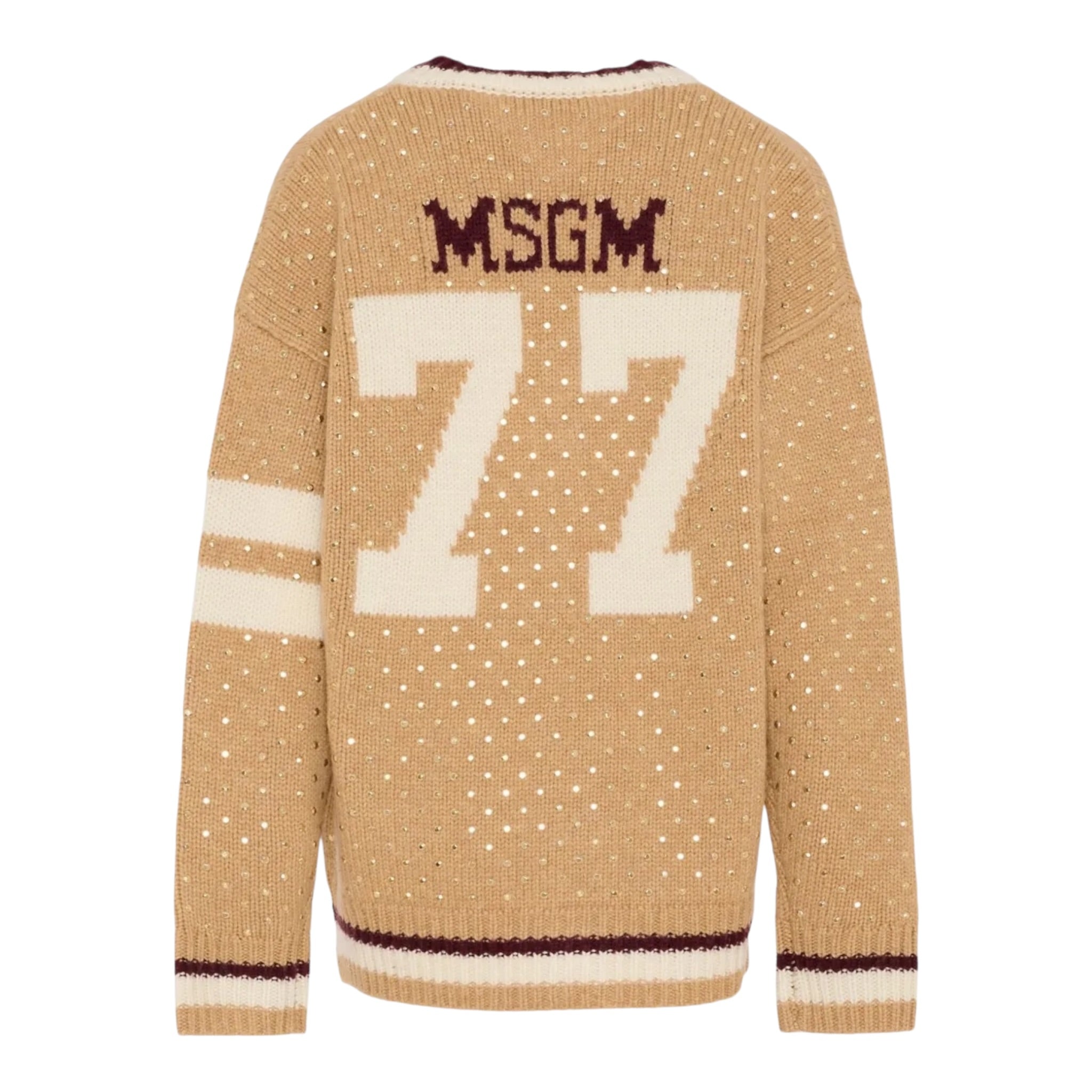 Msgm Cardigan tinta unita con Borchie Beige per Bambina F5MSJGCA081 BEIGE MSGM 