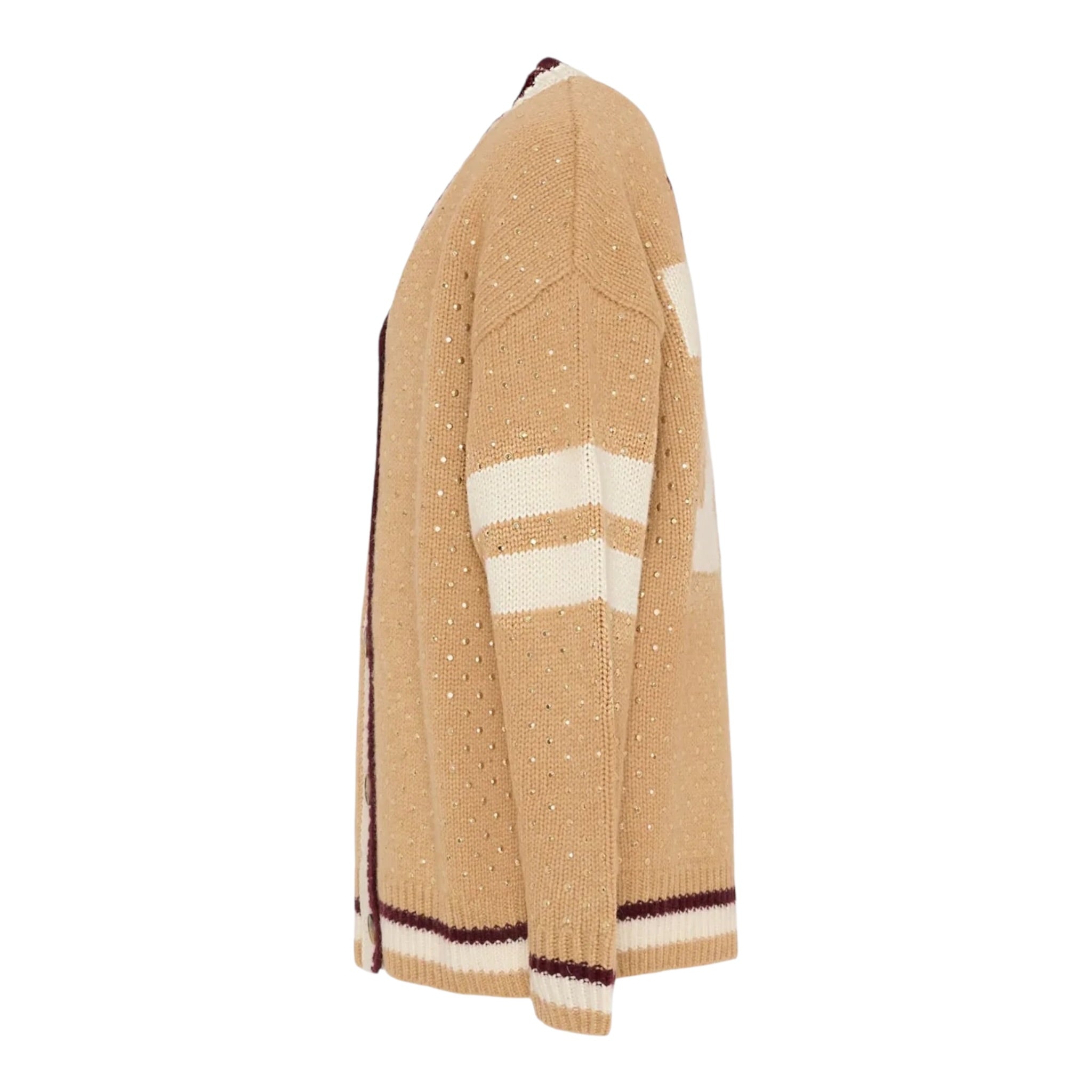 Msgm Cardigan tinta unita con Borchie Beige per Bambina F5MSJGCA081 BEIGE MSGM 
