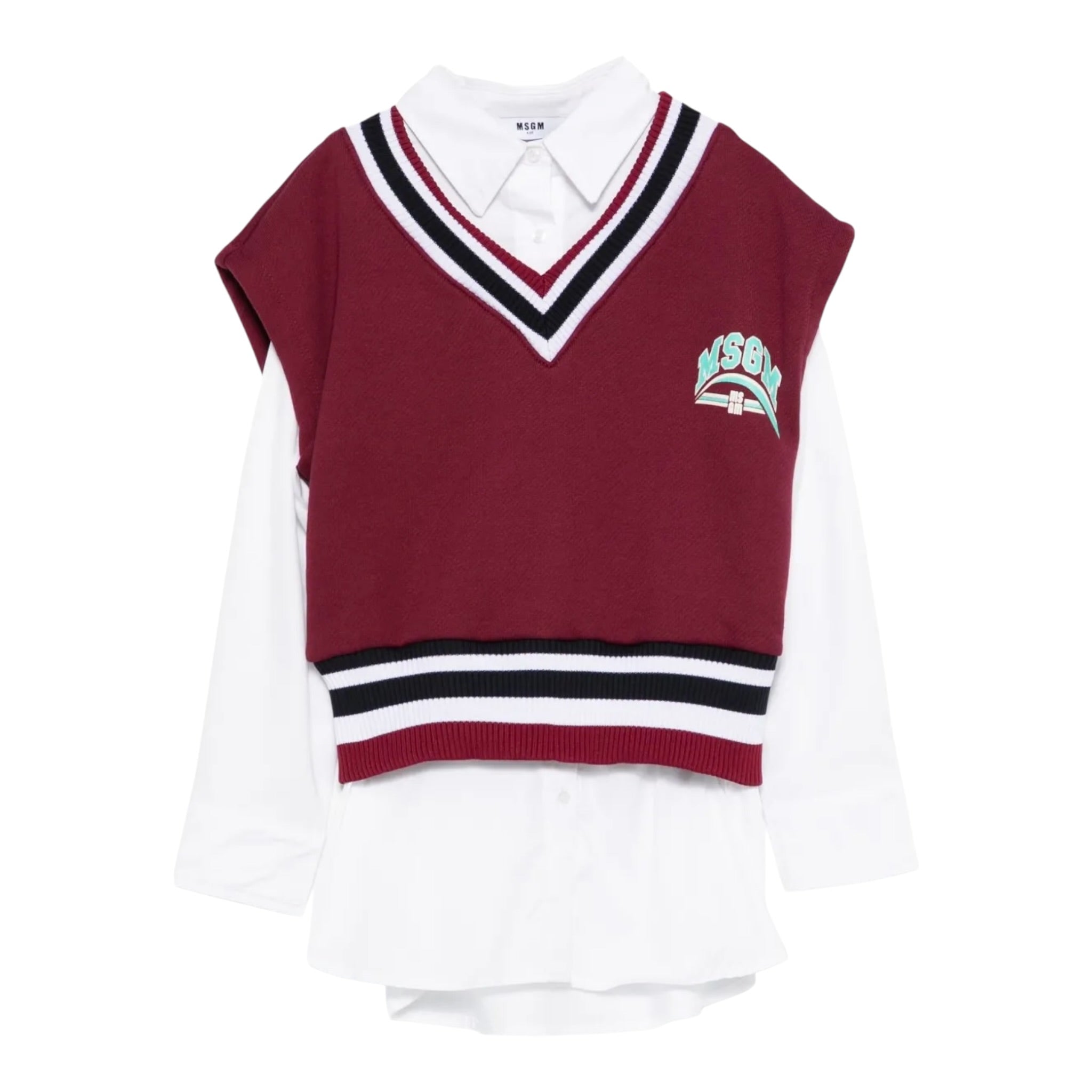 Msgm Camicia con Gilet Incorporato Bicolore Vinaccia per Bambina F5MSJGDR117 VINACCIA MSGM 