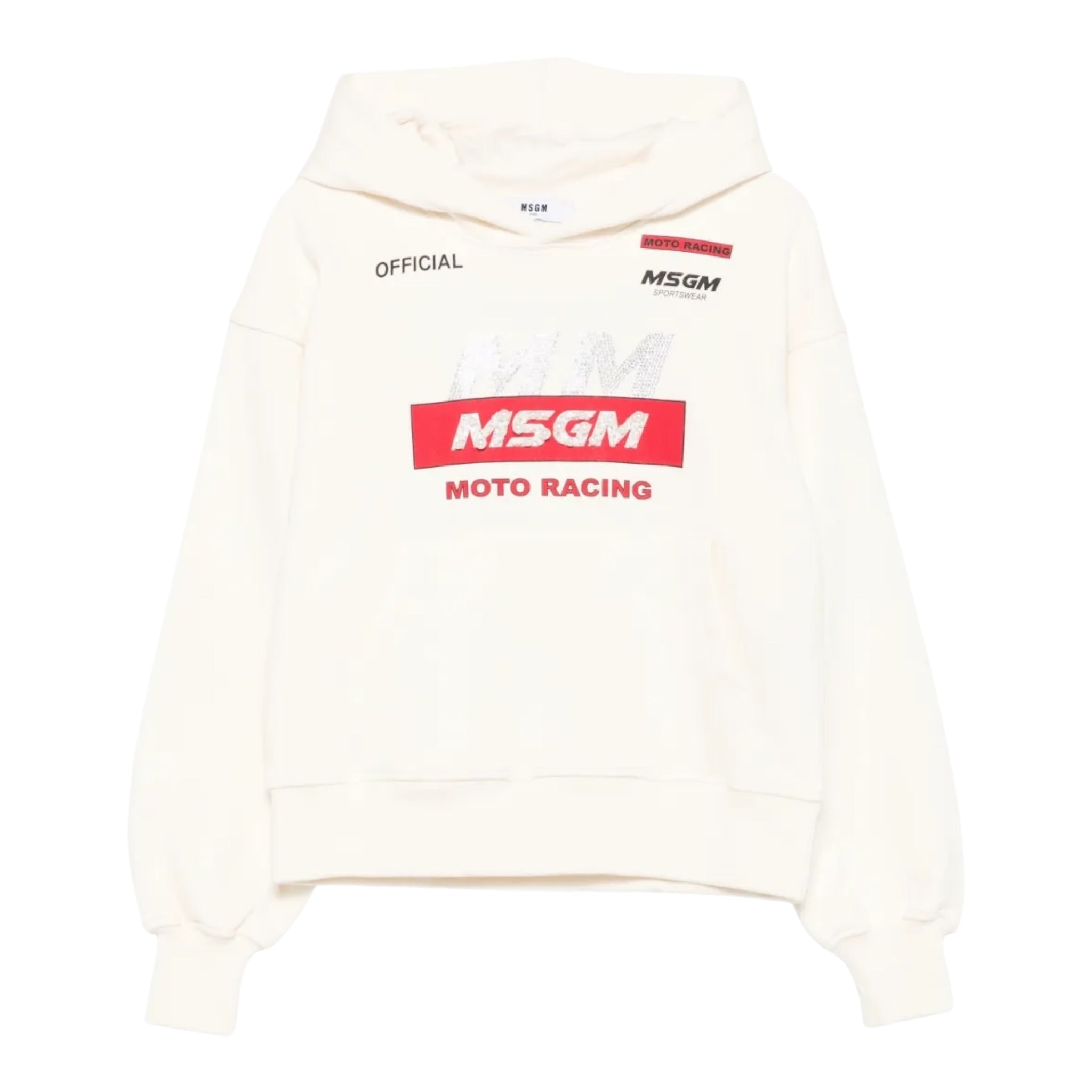 Msgm Felpa tinta unita con Cappuccio E Stampa Panna per Bambina F5MSJGHS193 PANNA MSGM 