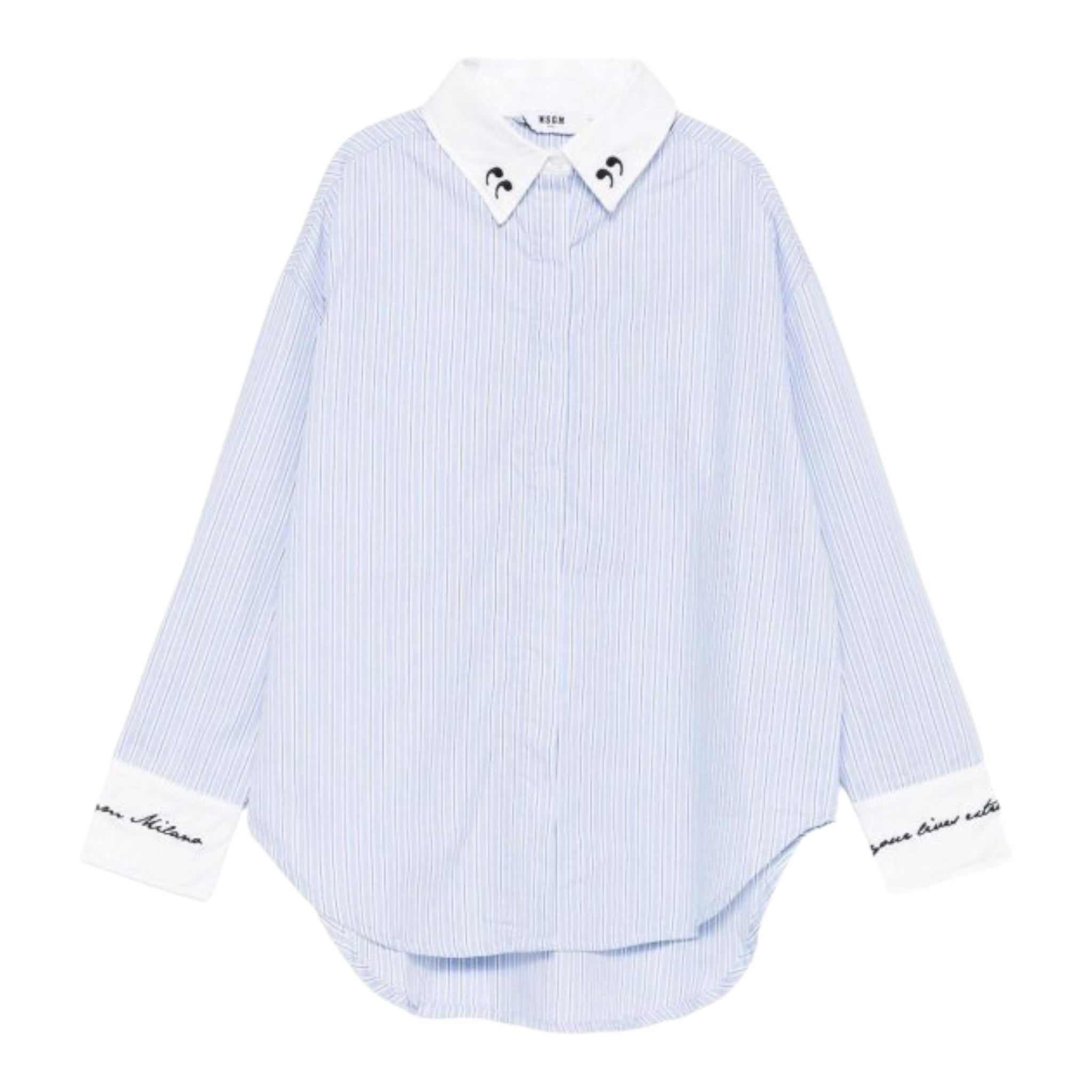 Msgm Camicia tinta unita con Fantasia A Righe Azzurro per Bambina F5MSJGSI115 AZZURRO MSGM 