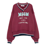 Msgm Felpa tinta unita con Scollo A V E Stampa Bordeaux per Bambina F5MSJGSW124 BORDEAUX MSGM 