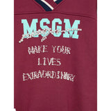 Msgm Felpa tinta unita con Scollo A V E Stampa Bordeaux per Bambina F5MSJGSW124 BORDEAUX MSGM 