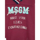 Msgm Felpa tinta unita con Scollo A V E Stampa Bordeaux per Bambina F5MSJGSW124X BORDEAUX MSGM 