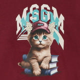 Msgm Felpa tinta unita con Stampa Bordeaux per Bambina F5MSJGSW125 BORDEAUX MSGM 