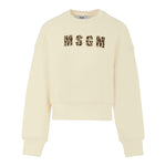 Msgm Felpa tinta unita Girocollo con Logo Panna per Bambina F5MSJGSW145 PANNA MSGM 