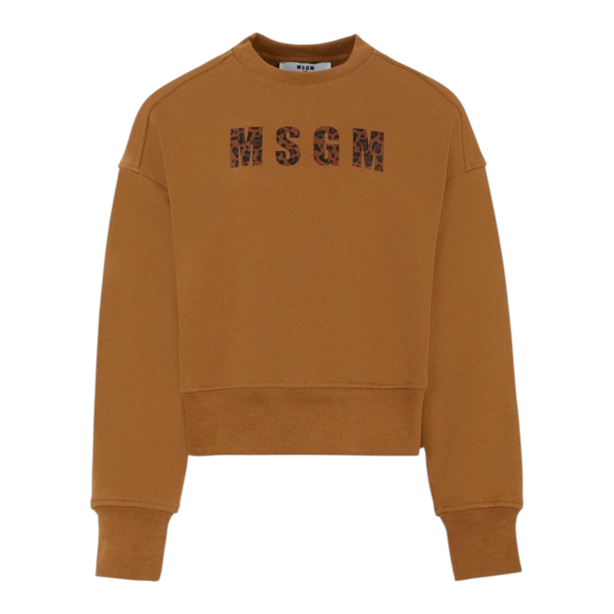 Msgm Felpa tinta unita Girocollo con Logo Cammello per Bambina F5MSJGSW145X CAMMELLO MSGM 