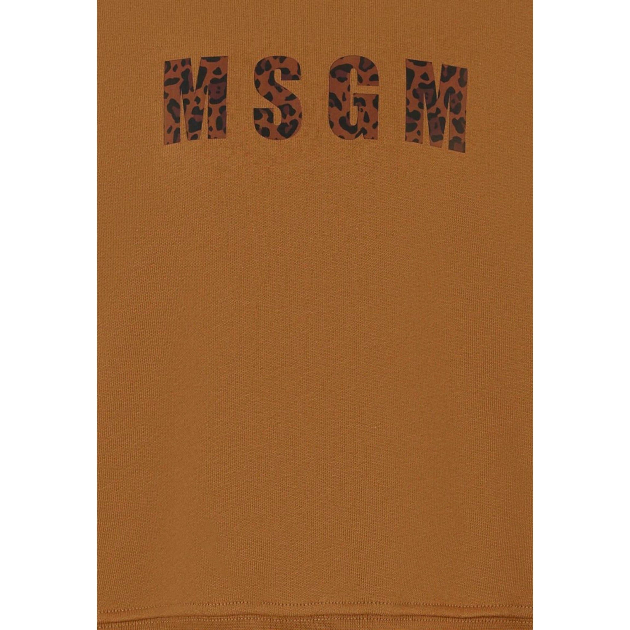 Msgm Felpa tinta unita Girocollo con Logo Cammello per Bambina F5MSJGSW145X CAMMELLO MSGM 