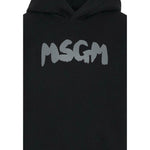 Msgm Felpa tinta unita con Cappuccio E Stampa Nero per Bambina F5MSJUHS021 NERO MSGM 