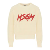 Msgm Maglia tinta unita con Stampa Panna per Bambina F5MSJUJP090XX PANNA MSGM 