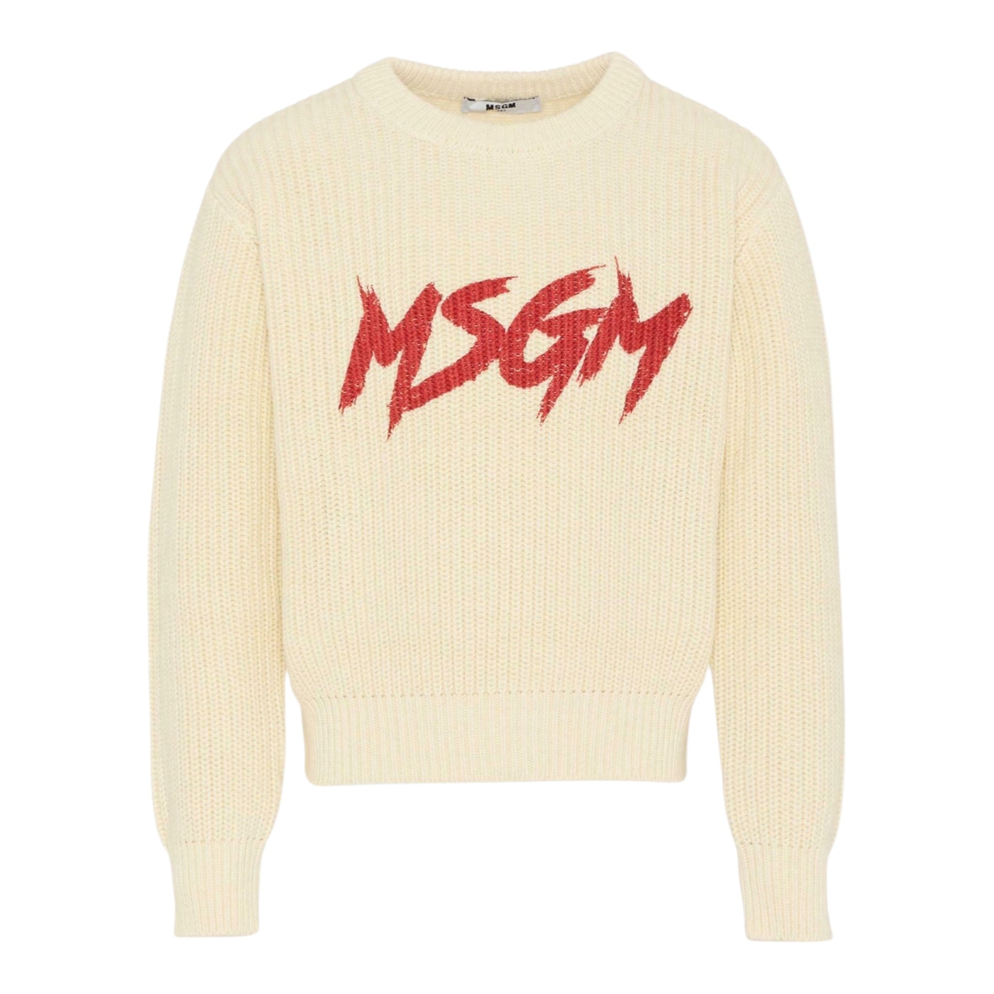 Msgm Maglia tinta unita con Stampa Panna per Bambina F5MSJUJP090XX PANNA MSGM 