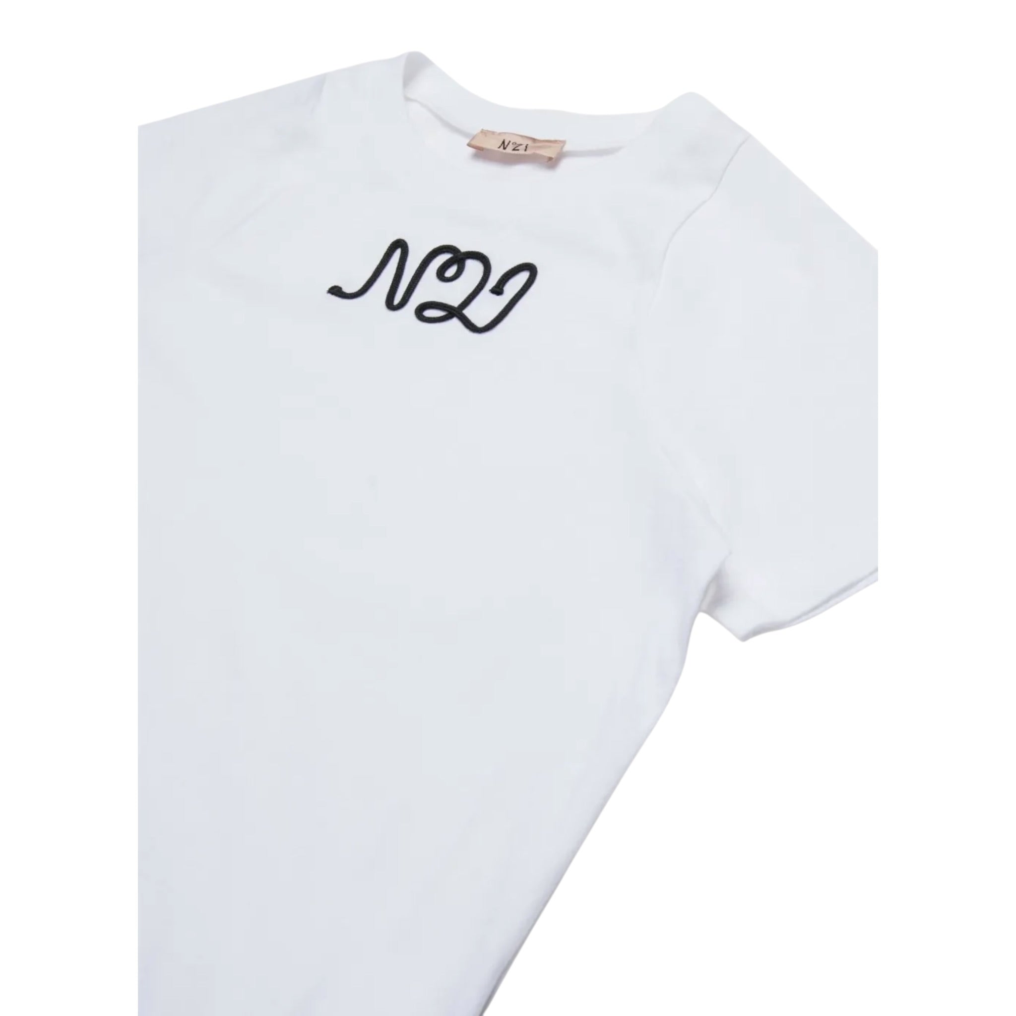 N°21 T-Shirt tinta unita Girocollo con Stampa Bianco per Bambina N2105J BIANCO N°21 
