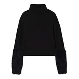 N°21 Maglia Collo Alto tinta unita con Logo Nero per Bambina N2106X NERO N°21 