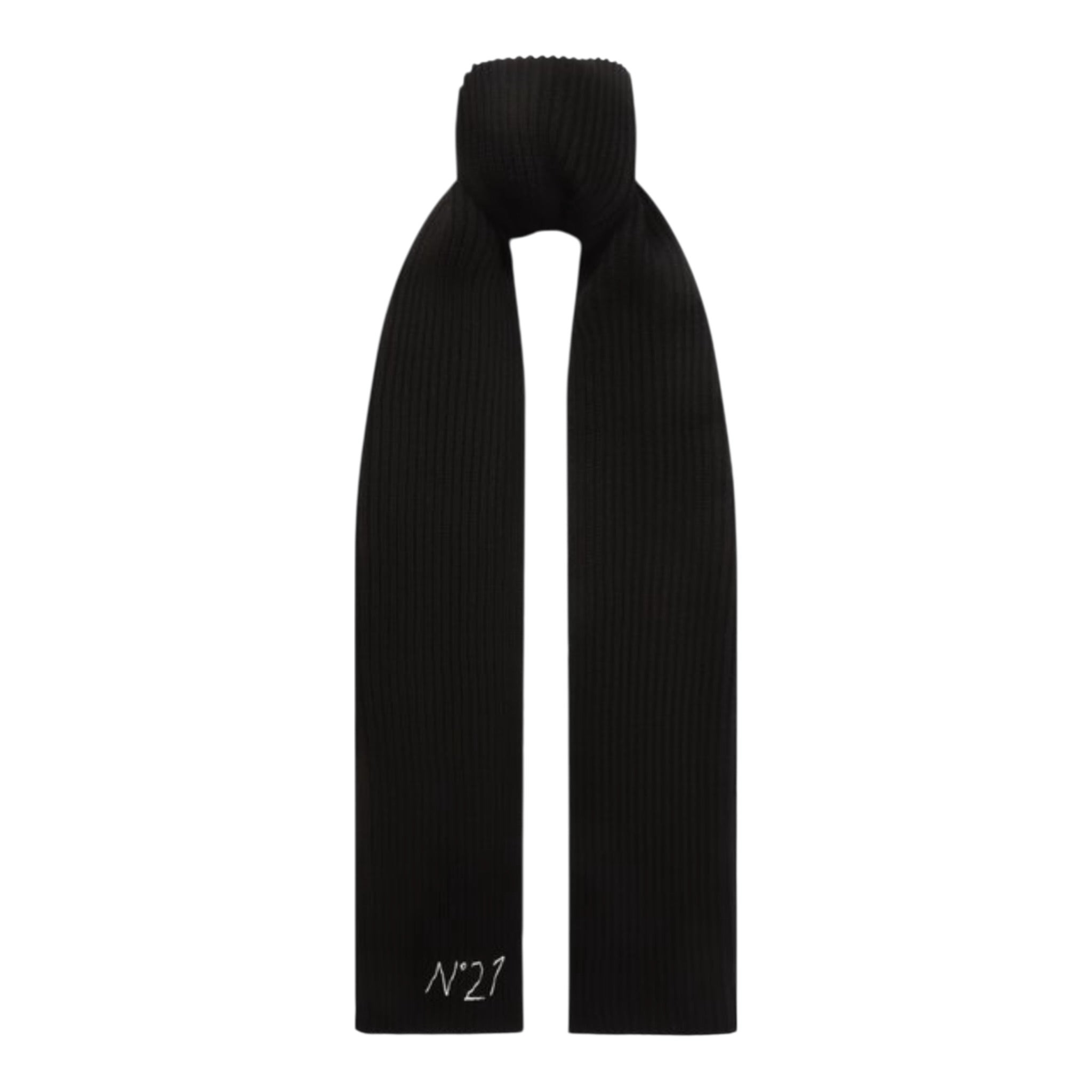 N°21 Sciarpa tinta unita con Logo Nero per Bambina N2108T NERO N°21 